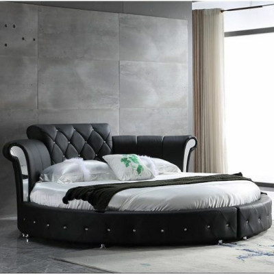 Luxus Chesterfield Bett Design Runde Polster Klassische Rundbett Leder Samt