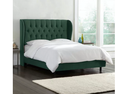 Chesterfield design sametová postel luxusní textilní postele ložnice dvojlůžko 160x200cm.