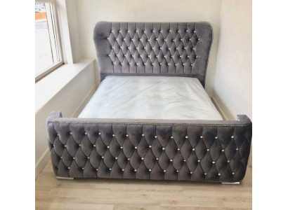 Chesterfield Hotel Double Leather Bed Bedroom Upholstery Luxury Beds 160x200cm.