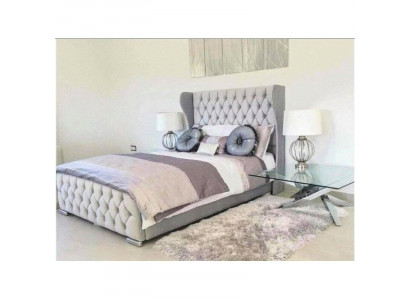 Chesterfield Design Bed Textile Velvet Upholstered Leather Hotel Beds Bedroom New