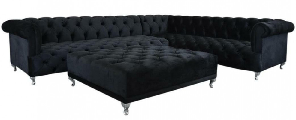 Rohová pohovka Chesterfield designová sedačka čalouněná rohová souprava + taburet rohová pohovka.