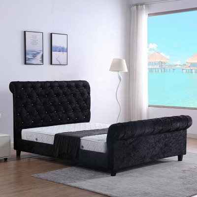 Černá ložnice Chesterfield postel Luxusní ložnice postel