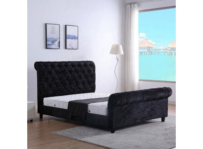Černá ložnice Chesterfield postel Luxusní ložnice postel