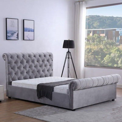 Design Chesterfield lůžko textilní čalounění kožené hotelové postele ložnice Nový Samet