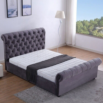 Design Chesterfield postel Textilie Kožená Hotelové postele Ložnice Nové Sametové čalounění