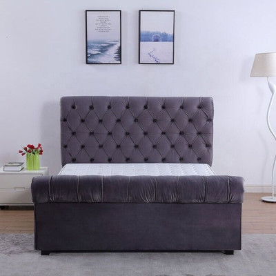 Design Chesterfield postel Textilie Kožená Hotelové postele Ložnice Nové Sametové čalounění