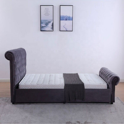 Design Chesterfield postel Textilie Kožená Hotelové postele Ložnice Nové Sametové čalounění