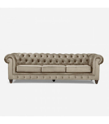 Chesterfield 5místná klasická luxusní sedací souprava textilní kůže stříbrné pohovky.
