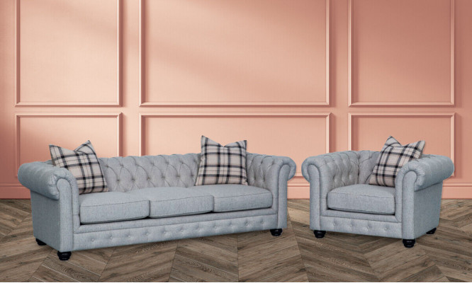 Chesterfield sada sedacích souprav, pohovka, gauč, čalouněná 3+1 místná sedačka kůže, textil nové.