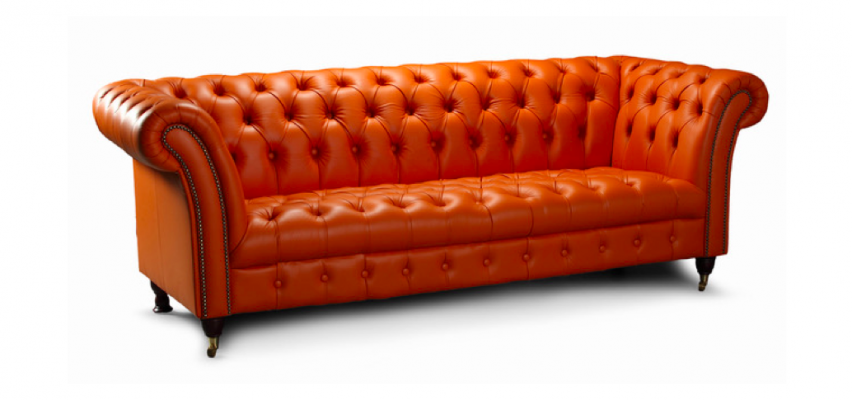 Návrhářská pohovka 3-místná Chesterfield pohovka čalouněná sedací soupravy Design Orange Okamžitě