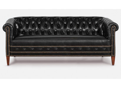 Chesterfield sada sedací soupravy - pohovka, gauč, křesla 3+2+1 - pohledová kůže.