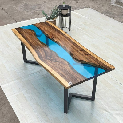 Beistelltisch Epoxid Harz Tisch Konferenční stůl Ručně vyráběný stůl 120x60 cm