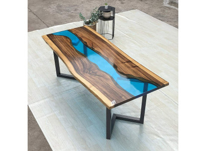 Beistelltisch Epoxid Harz Tisch Konferenční stůl Ručně vyráběný stůl 120x60 cm