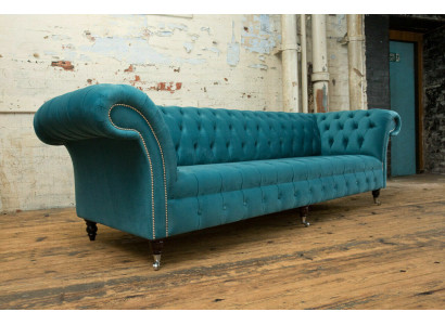 Chesterfield Couch xxl velká pohovka gauče žíněné kůže textilní potahové sedací soupravy 4místná
