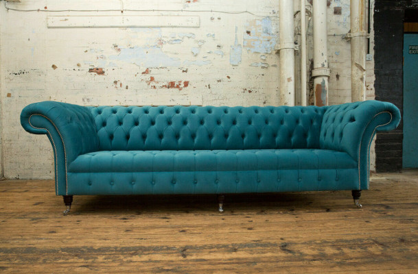 Chesterfield Couch xxl velká pohovka gauče žíněné kůže textilní potahové sedací soupravy 4místná