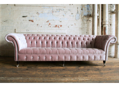 Chesterfield pohovka xxl velká pohovka kozí kůže textilní potah 4sedadla nový