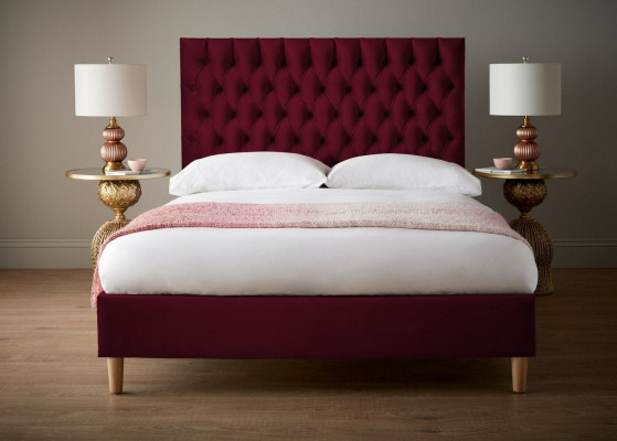 Červená postel Chesterfield Polštářová postel Manželská postel Postele Big XXL Designér Luxusní postel