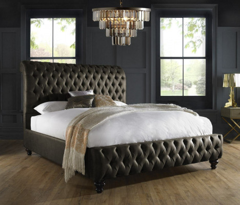 Chesterfield Textilová postel pro ložnici s polstrovanou dvojitou postelí 140/160/180/200 cm.