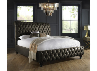 Chesterfield Textilová postel pro ložnici s polstrovanou dvojitou postelí 140/160/180/200 cm.