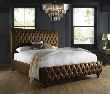 Designer postel Chesterfield hnědá Luxus ložnice manželská postel