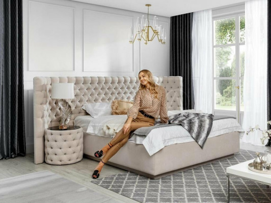 Chesterfield Postel Luxus Ložnice Hotelové Dekorace Lůžka s knoflíky.
