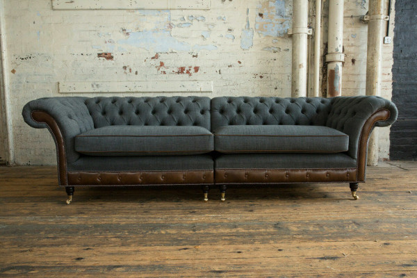 Chesterfield Sofa Pohovka Potahové Pohovky Pohovky Čtyřmístné Látka 265cm Sedací Vankúš