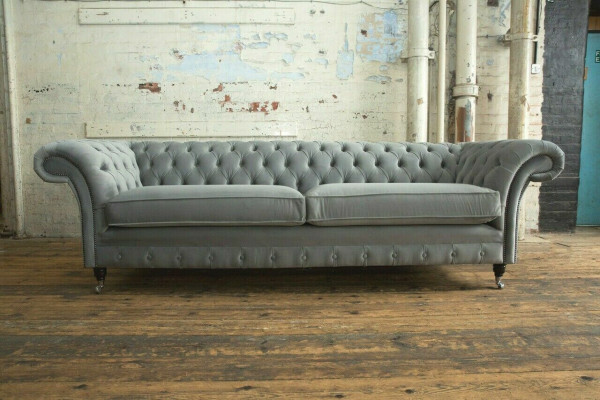 Chesterfield 4místná vyplněná pohovka v moderním stylu z kůže látková pohovka nábytek
