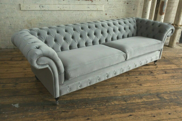 Chesterfield 4místná vyplněná pohovka v moderním stylu z kůže látková pohovka nábytek