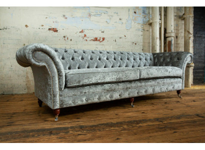 Chesterfield šedý polštář Viersitzer Designer 4-Sitzer Couch