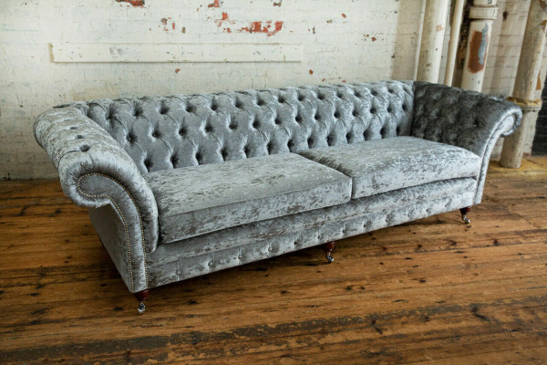 Chesterfield šedý polštář Viersitzer Designer 4-Sitzer Couch