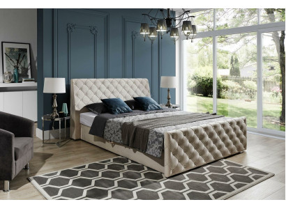 Chesterfield postel postele kůže 180x200cm polštář manželská postel designová kůže hotelový nábytek