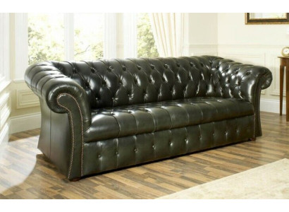 Zelený Chesterfield 3-místná luxusní designová pohovka