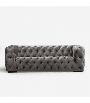 Sedačka Chesterfield třímístná šedá. Polstrovaný styl nábytku.