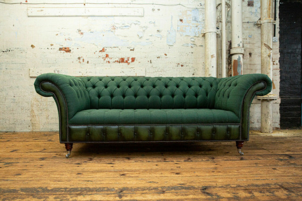 Designerská zelená Chesterfield pohovka Luxus 3-sedadlová pohovka do obývacího pokoje