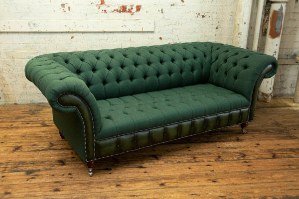 Designerská zelená Chesterfield pohovka Luxus 3-sedadlová pohovka do obývacího pokoje