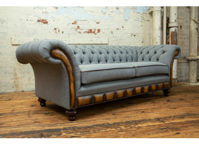 Šedohnědý Chesterfield gauč designérská obývací místnost 3místná pohovka