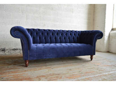 Modré pohovka Chesterfield Sofa Couch Design Polster Sofas Couchen Stoff Textil Leder