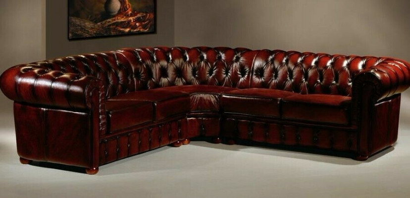 Chesterfield rohová sedací souprava Rozkládací pohovka Designová pohovka Sametová kůžená pohovka