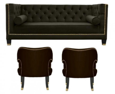 Chesterfield křeslo Černý xxl Big textilní látka sedací soupravy nábytek potahování garnitura