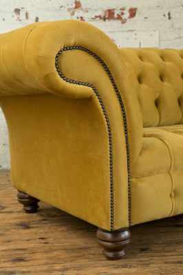 Žlutá designová pohovka Chesterfield Luxus 3místná sedací souprava do obývacího pokoje