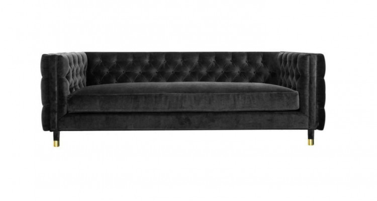 Černá pohovka Chesterfield Big Luxus Möbel 4místná textilní látka.