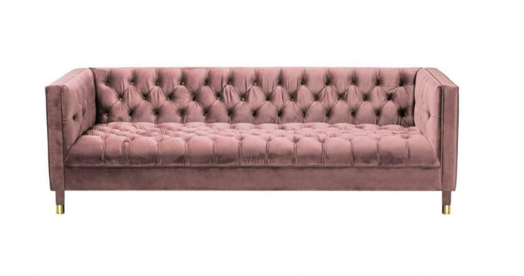 Chesterfield Pohovka Růžová Nábytek 4místná Pohovky Textilní Látka Gauč xxl velký 230cm