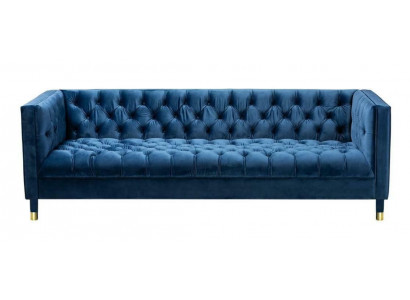 Chesterfield Sofa Modré gauče látkové pohovky Kreativní nábytek 4místná