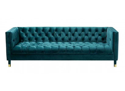Chesterfield Sofa Modré pohovky Textilní látkové gauče Nábytek 4místná