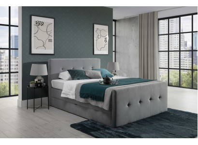 Moderní šedá postel Chesterfield Luxusní manželská postel Ložnice Nábytek