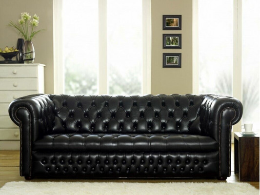 Černá sedací souprava Chesterfield 3+1 Křeslo Designer Couchen Sofagarnitur
