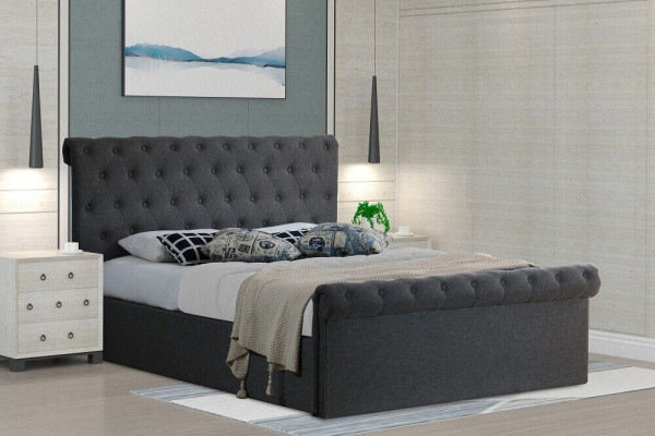 Chesterfield Klasický návrh postele s potahem Lůžka Textilie 140x200cm