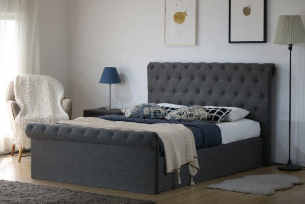 Chesterfield Klasický návrh postele s potahem Lůžka Textilie 140x200cm