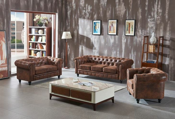 Havěťáková luxusní sedací souprava Chesterfield 3místná pro obývací pokoj od designéra.