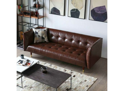 Běhun Chesterfield Luxus 3-místná kožená sedací souprava do obývacího pokoje.